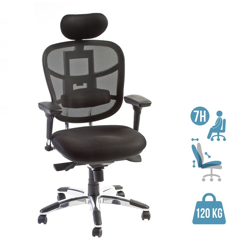 Lot de 5 fauteuils de bureau TECKNET - accoudoirs réglables - appuie-tête réglable - noir