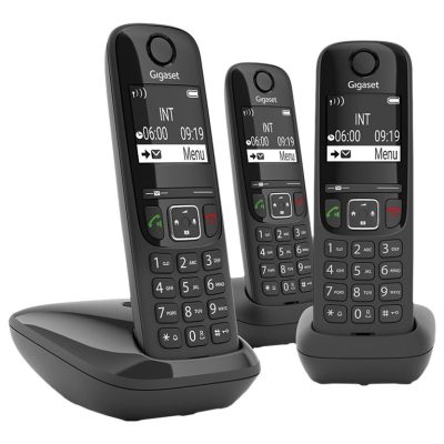 Gigaset AS690A Trio - téléphone sans fil + 2 combinés supplémentaires - avec répondeur - noir