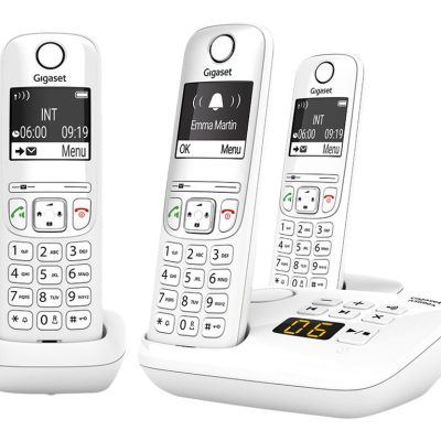 Gigaset AS690A Trio - téléphone sans fil + 2 combinés supplémentaires - avec répondeur - blanc