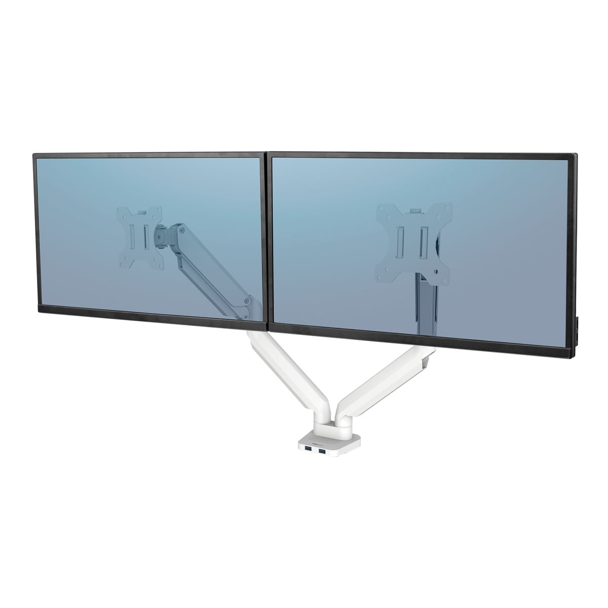 Fellowes Platinum series - Bras porte écran double réglable -  fixation sur bureau - blanc