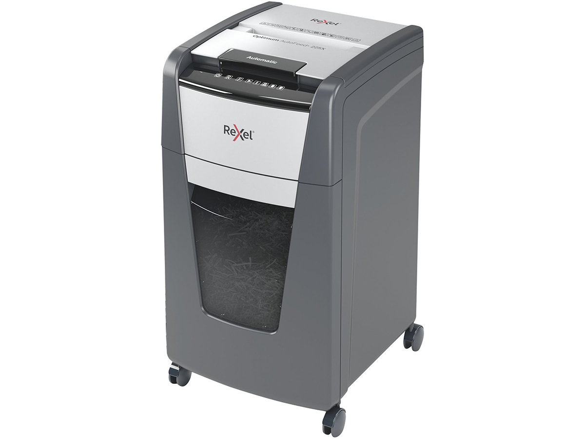 Rexel Optimum Auto+ 225X - destructeur de documents coupe croisée - 225 feuilles - Corbeille 60 litres