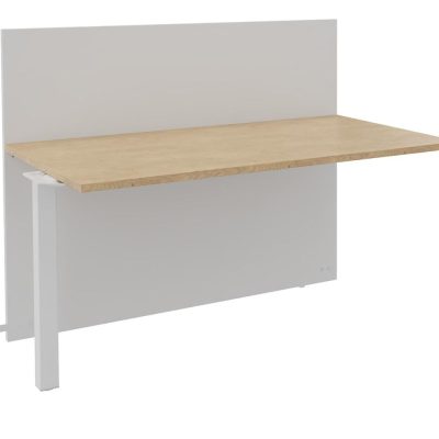 Banque d'accueil Module suivant haut OLA - L120 x H112 x P82,5 cm - structure blanc perle, plateau chêne clair