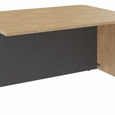 Banque d'accueil Module d'extrémité PMR OLA - L100 x H72,5 x P115 cm - structure carbone, plateau chêne clair