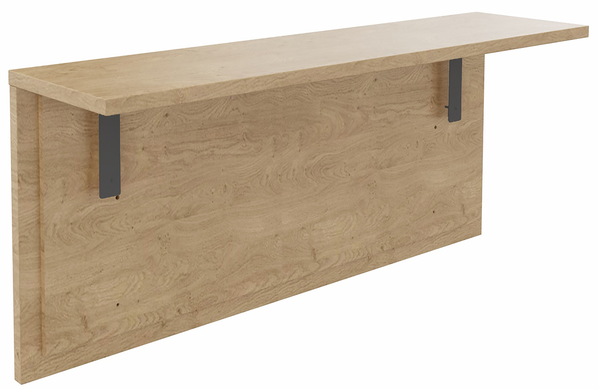 Tablette pour banque d'accueil OLA - réglable en hauteur - L100 x P30 cm - equerre carbone (A positionner sur module haut ou retour direct haut) - chêne clair