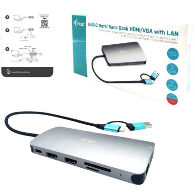 i-Tec Nano Dock - Station d'accueil - USB 3.0 / USB4 / Thunderbolt 4 - VGA, 2 x HDMI - GigE - Europe