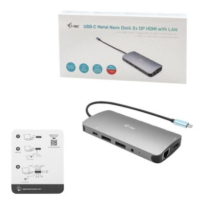 i-Tec USB-C Metal Nano - Station d'accueil - USB-C / Thunderbolt 3 - HDMI, 2 x DP - GigE