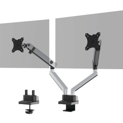 Durable Select Plus - Bras porte-écran double jusqu'à 32" - argent métallisé