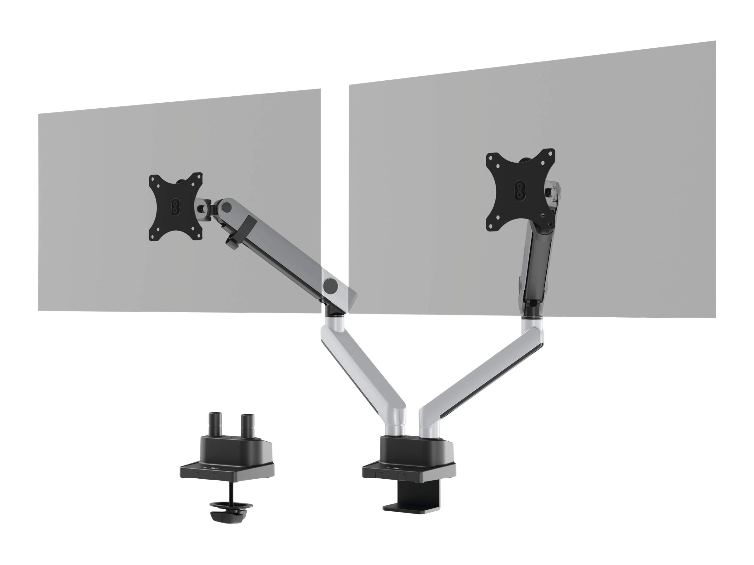 Durable Select Plus - Bras porte-écran double jusqu'à 32" - argent métallisé