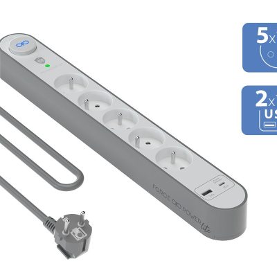 Bigben - Multiprise parafoudre 5 prises B - Grise et Blanche