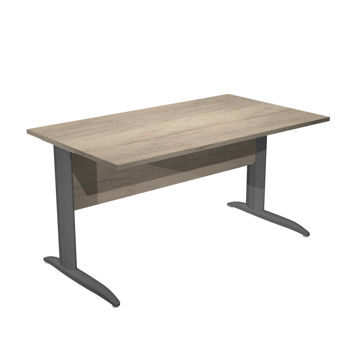 Bureau droit Trend - L140 - Pieds métals - plateau imitation chêne canadien - pied anthracite