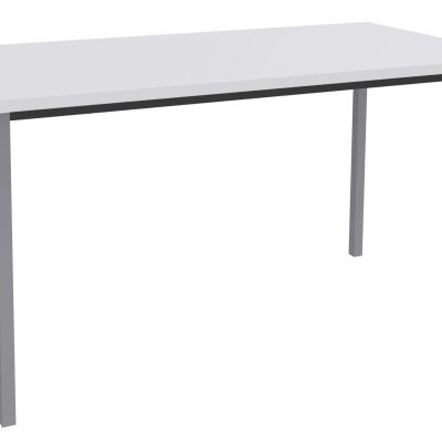 Table de réunion rectangulaire - 120 x 60 cm - Pieds carrés aluminium - blanc perle