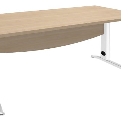 Bureau droit IDRA - L160 cm - Pieds blanc - plateau imitation Chêne clair