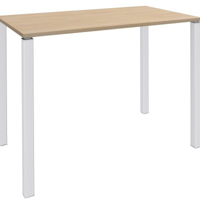 Table Lounge - L120xH105xP60 cm - 4 Pieds blancs - plateau imitation chêne clair