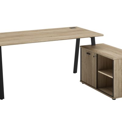 Bureau manager MAMBO avec retour droit - 160 cm - Chêne Sonoma/noir