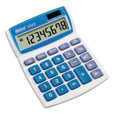 Calculatrice de bureau Ibico 208X - 8 chiffres - alimentation batterie et solaire