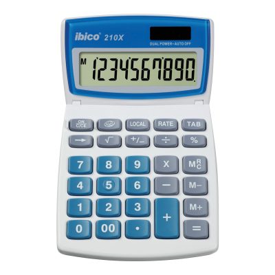 Calculatrice de bureau Ibico 210X - 10 chiffres - alimentation batterie et solaire