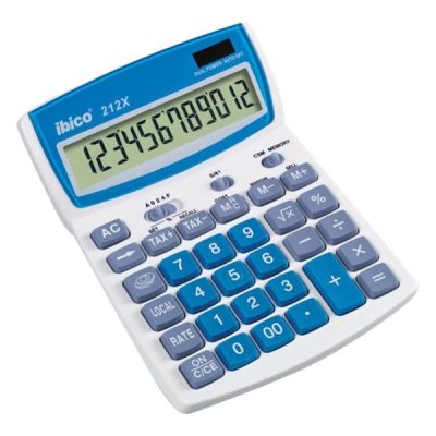Calculatrice de bureau Ibico 212X - 12 chiffres - alimentation batterie et solaire