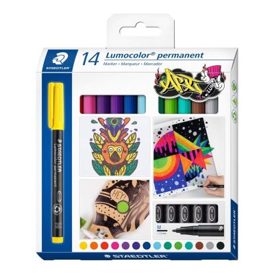 STAEDTLER Lumocolor 317 - Pack de 14 marqueurs permanents - Pointe moyenne - Couleurs assorties
