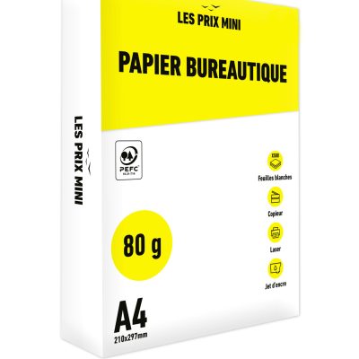 Les Prix Mini - Papier blanc - A4 (210 x 297 mm) - 80 g/m² - 120 000 feuilles (48 cartons de 5 ramettes)
