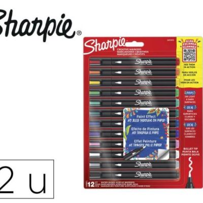 Sharpie - Pack de 12 marqueurs - pointe ogive - couleurs assorties