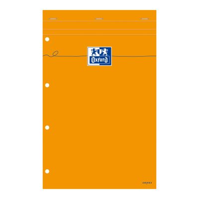 Oxford - Pack de 5 Blocs notes - A4 + - 160 pages - grands carreaux - perforés - orange