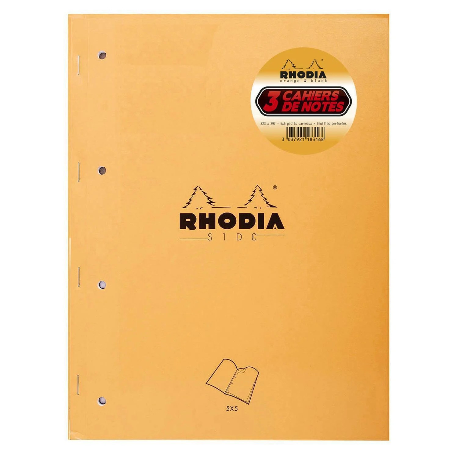 Rhodia - Pack de 3 Blocs notes - A4+ - 160 pages - petits carreaux - perforées