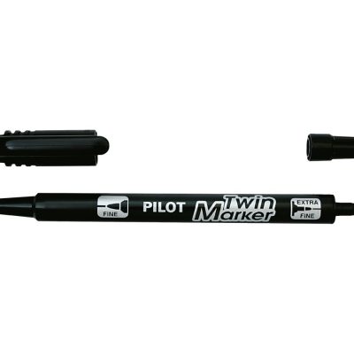 Pilot TWIN MARKER - Pack de 10 marqueurs permanents - double pointe fine et extra fine - noir