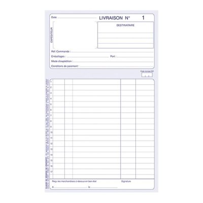 ELVE - 10 Manifolds Carnets de livraisons - 50 dupli - 21 x 14 cm