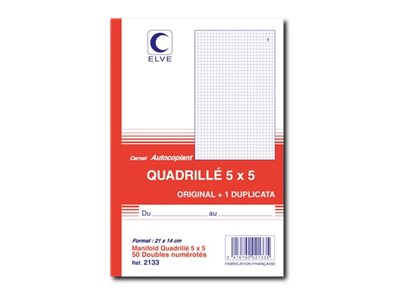 ELVE - 10 Manifolds quadrillés 5x5 - 50 dupli - 21 x 14 cm