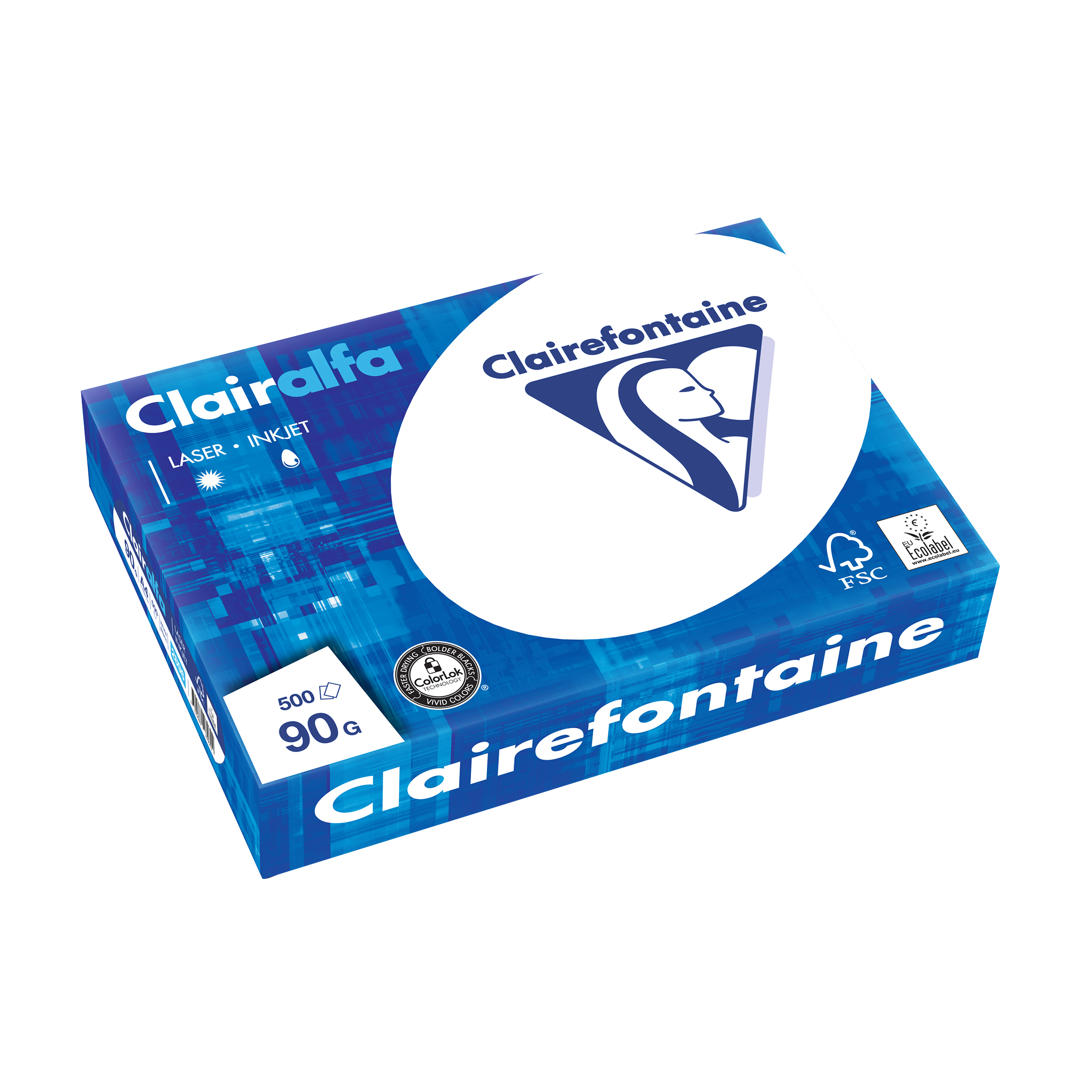 Clairefontaine CLAIRALFA - Papier blanc - A4 (210 x 297 mm) - 90 g/m² - 2500 feuilles (carton de 5 ramettes)